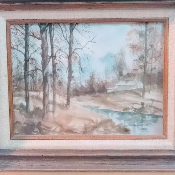 Hecho En Mexico Vintage Golden tone Wooden Picture Frame with signed Print - Picture 13 of 14